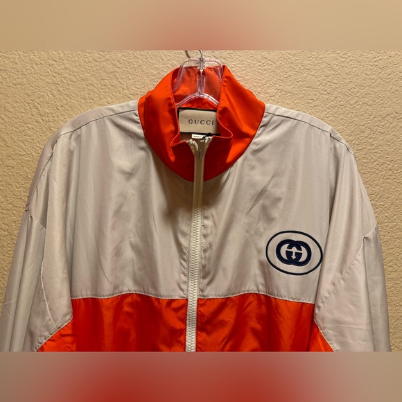 New Gucci GG Logo Zipper Windbreaker Jacket Size M - Picture 3 of 13